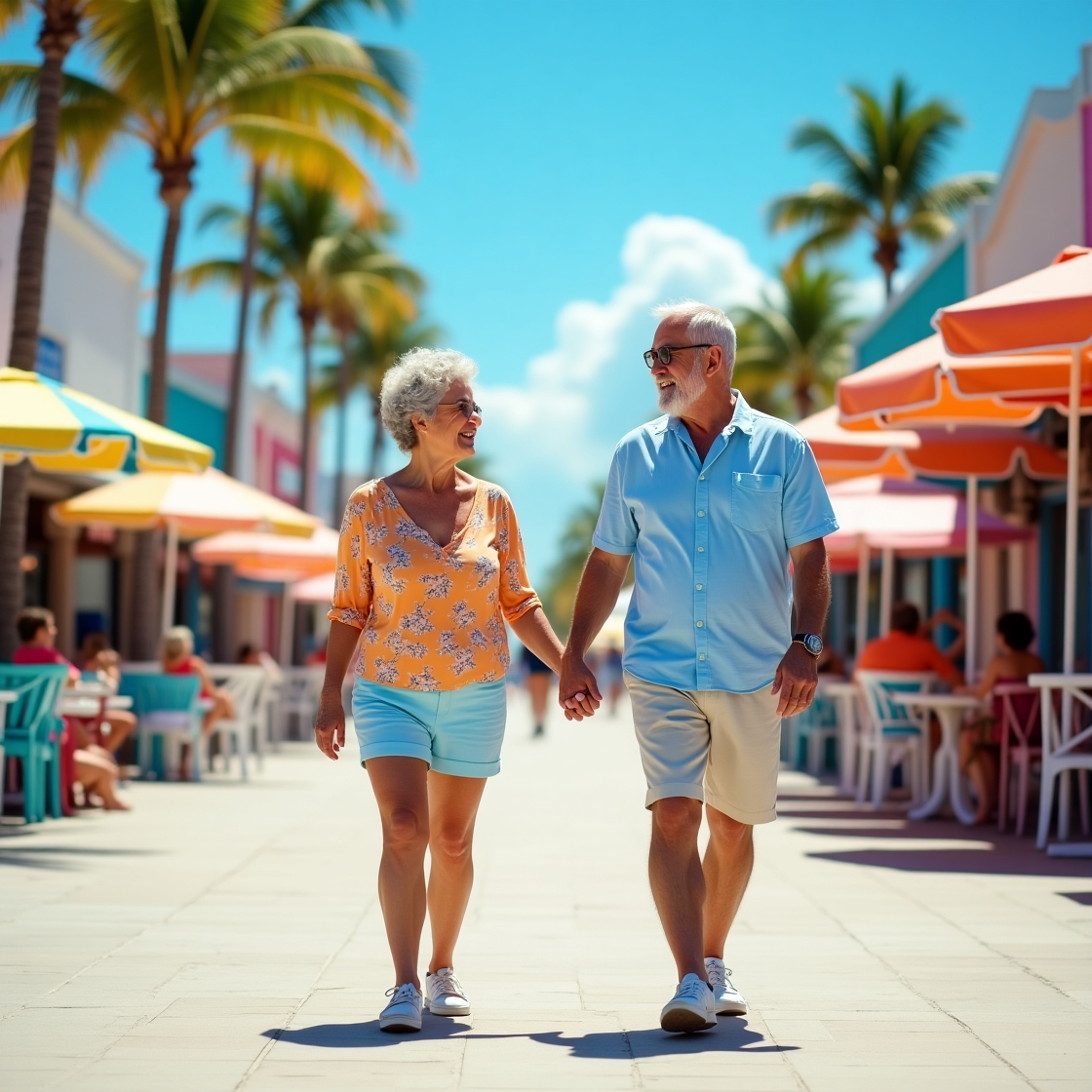 Happy retired couple enjoying vacation